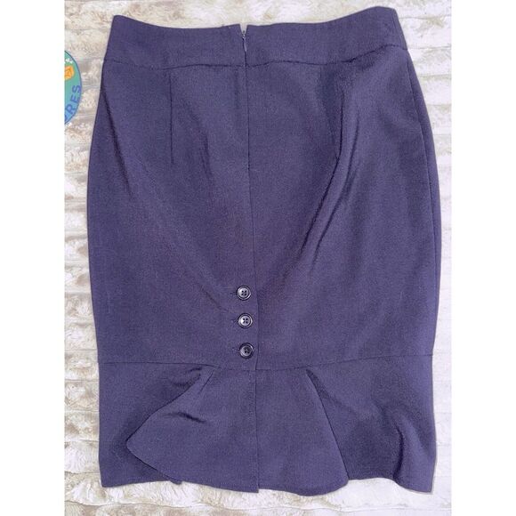 Retro Body By Victoria's Secret Blue Sz 2 Sexy Preppy Button Ruffle Pencil Skirt - Picture 6 of 9